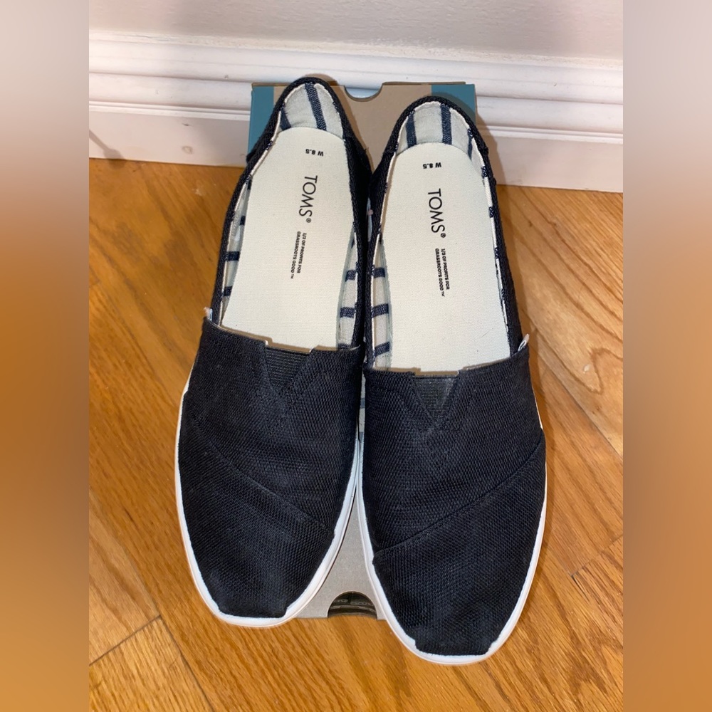 Womens 8.5 Alpargata Cupsole Toms black Heritage Canvas